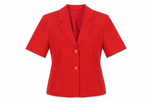 Country Casuals Red Petite Linen Blend Short Sleeve Suit Jacket Size 10