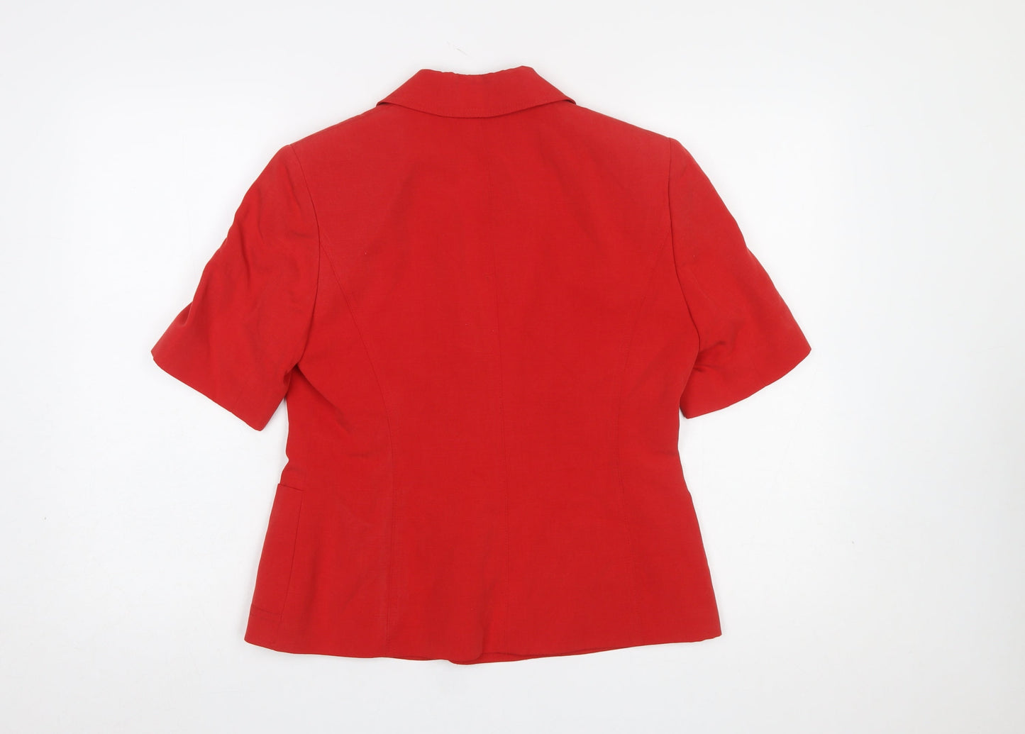 Country Casuals Red Petite Linen Blend Short Sleeve Suit Jacket Size 10