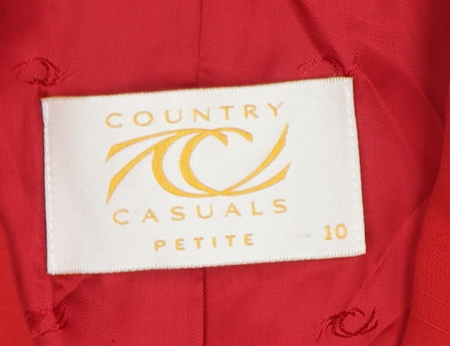 Country Casuals Red Petite Linen Blend Short Sleeve Suit Jacket Size 10