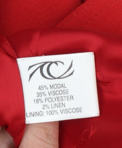 Country Casuals Red Petite Linen Blend Short Sleeve Suit Jacket Size 10