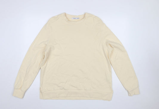 Bossini Women Beige Crew Neck Pullover Sweatshirt XL Cotton Casual