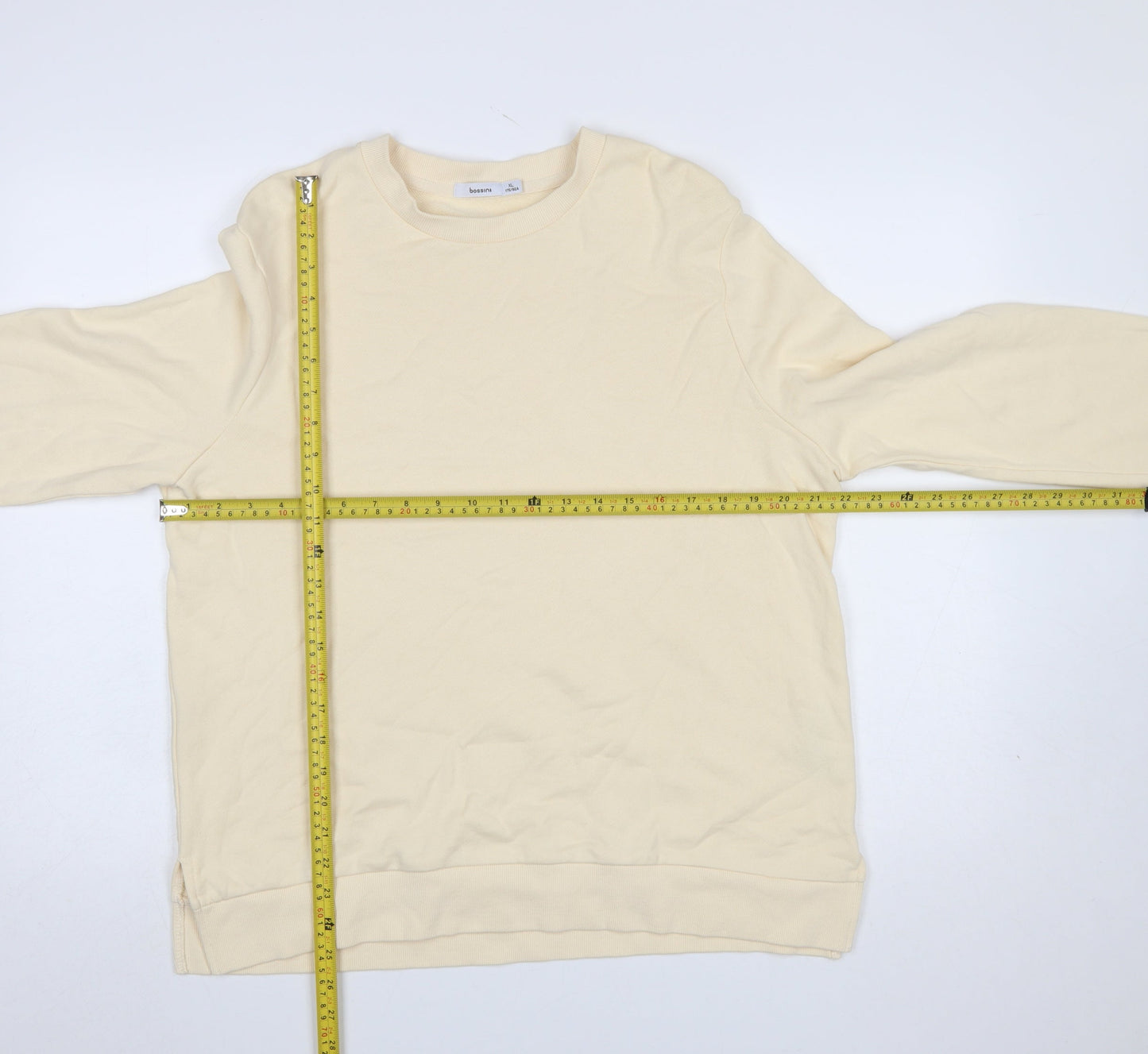 Bossini Women Beige Crew Neck Pullover Sweatshirt XL Cotton Casual