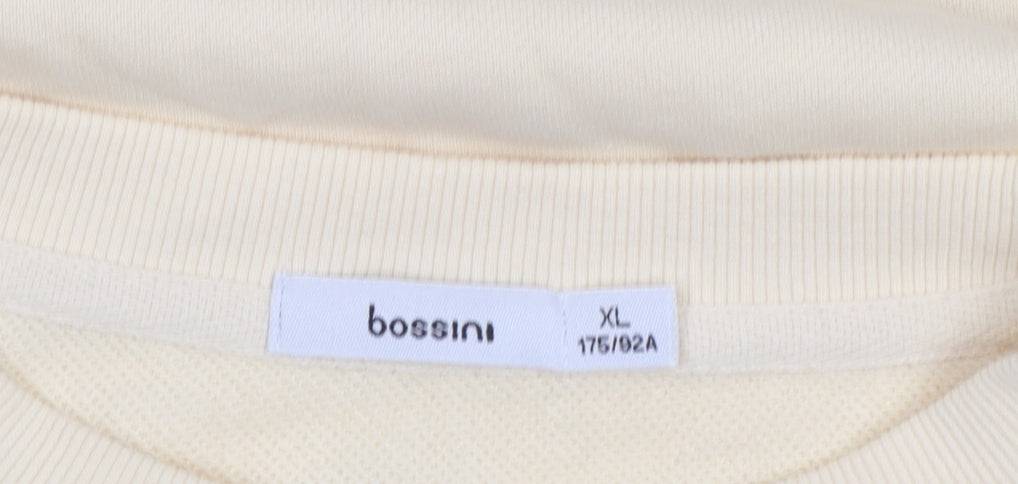 Bossini Women Beige Crew Neck Pullover Sweatshirt XL Cotton Casual