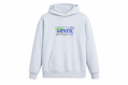 Levi's Women Blue Pullover Hoodie Medium Cotton Blend Graphic Print