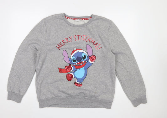 Disney Primark Women's Grey Stitch Christmas Sweatshirt Size M 12/14