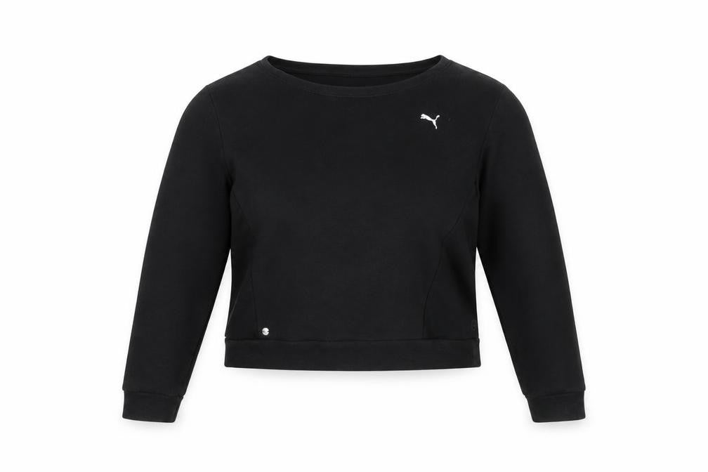 Puma Women's Black Crew Neck Long Sleeve Pullover Sweatshirt Size 14