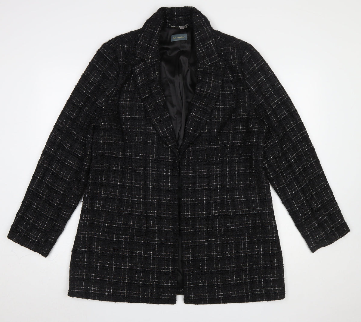 Ruth Langsford Women's Black Check Bouclé Blazer Jacket Size 18