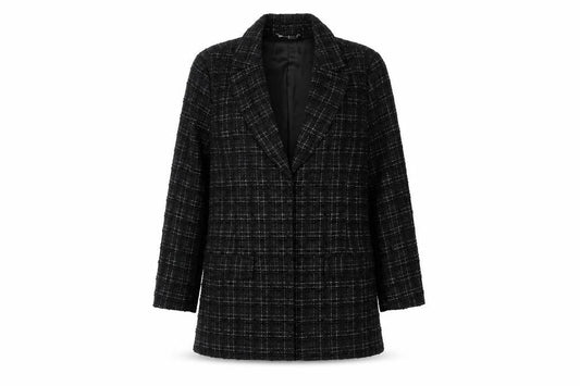 Ruth Langsford Women's Black Check Bouclé Blazer Jacket Size 18