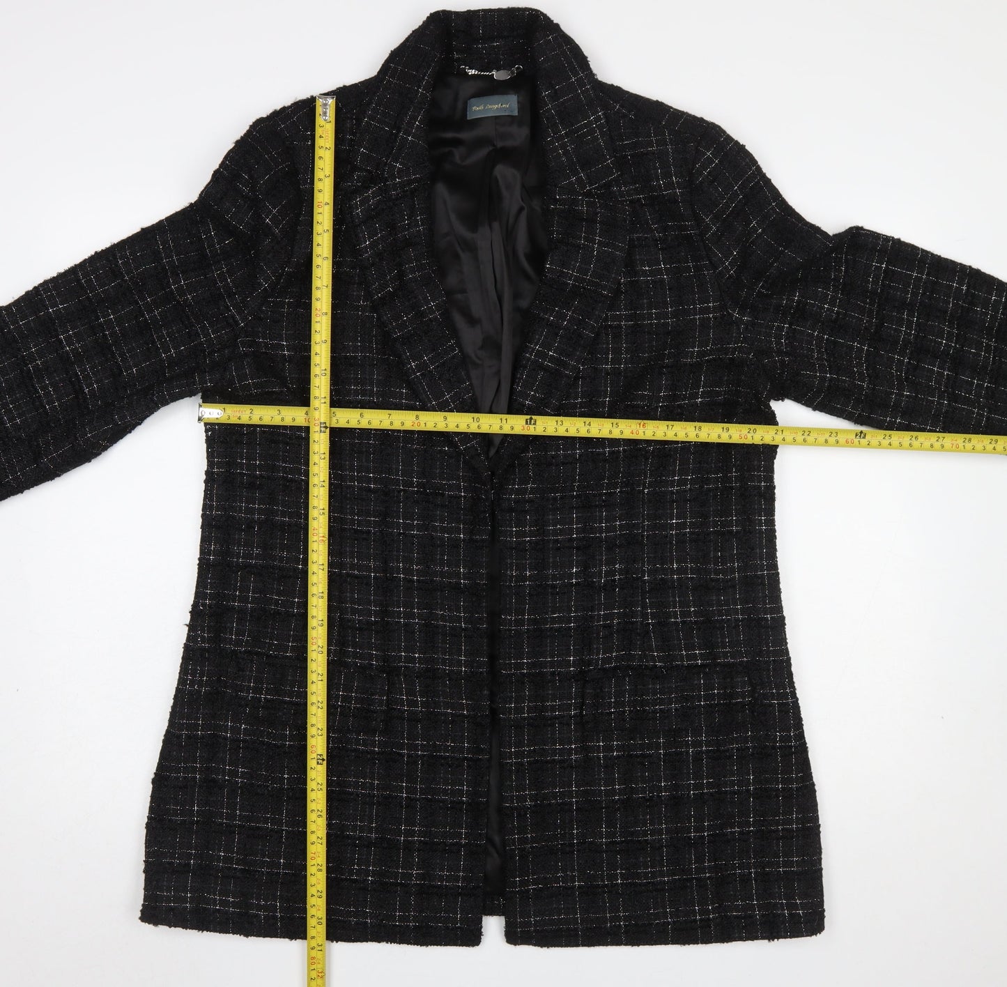 Ruth Langsford Women's Black Check Bouclé Blazer Jacket Size 18