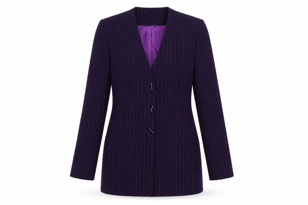 Jacques Vert Women’s Purple Pinstripe Long Blazer Size 10
