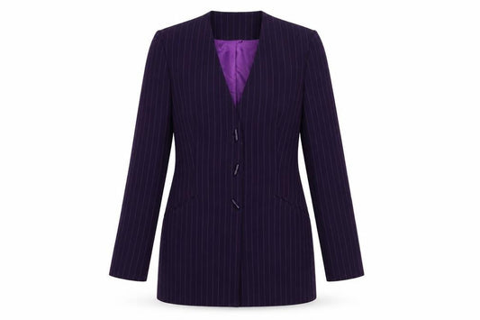 Jacques Vert Women’s Purple Pinstripe Long Blazer Size 10
