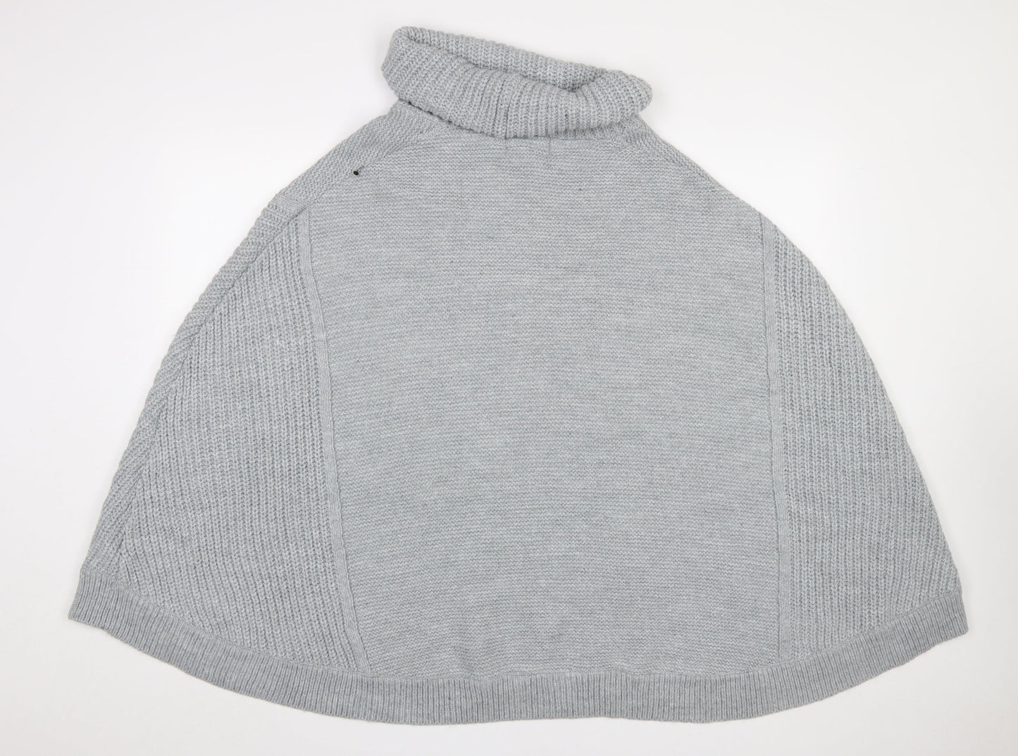 Next Women Grey Roll Neck Cable Knit Cape Jumper L