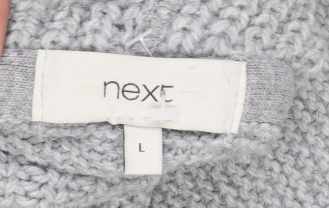 Next Women Grey Roll Neck Cable Knit Cape Jumper L
