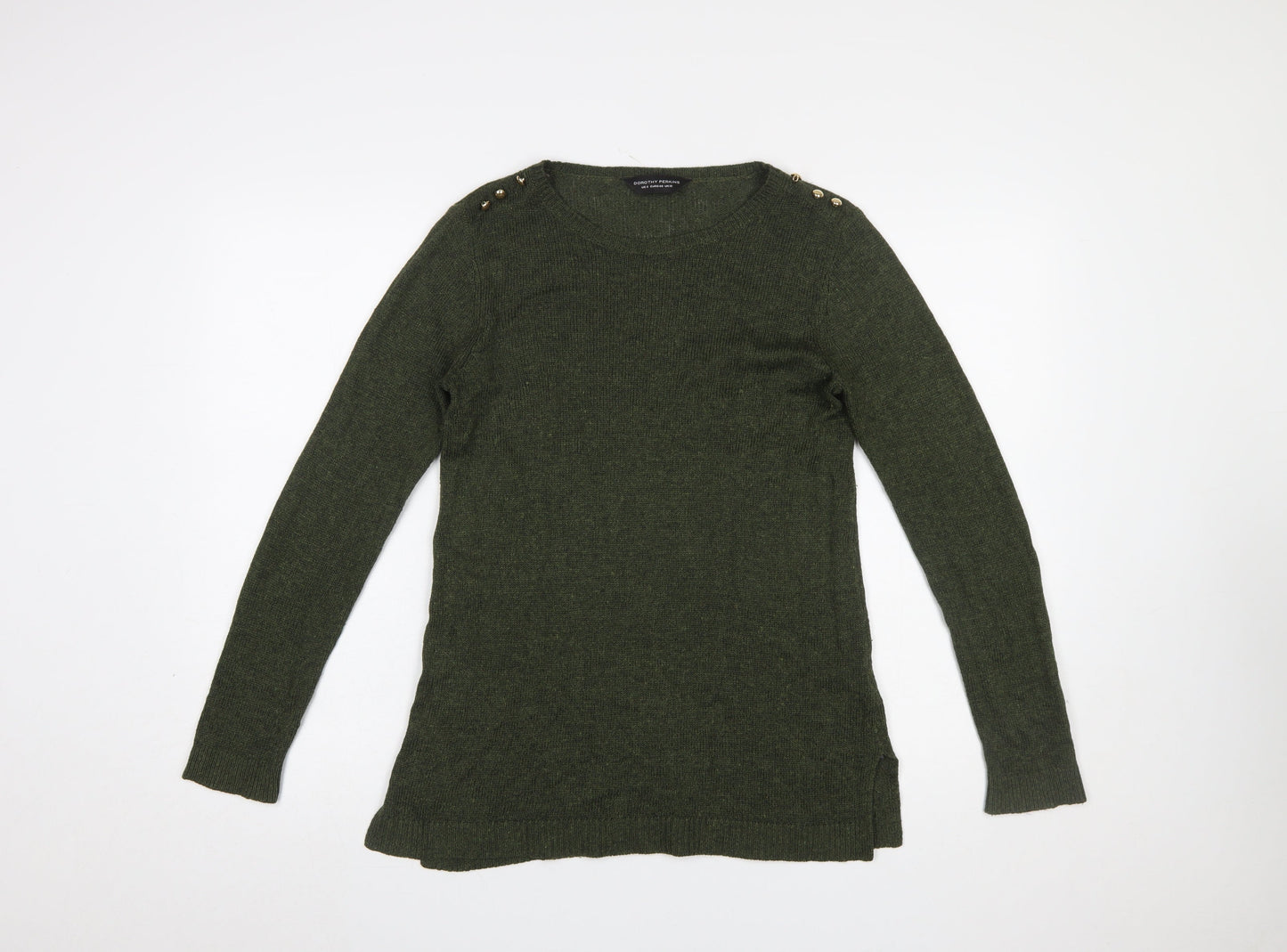 Dorothy Perkins Women Green Crew Neck Long Sleeve Pullover Jumper UK 12