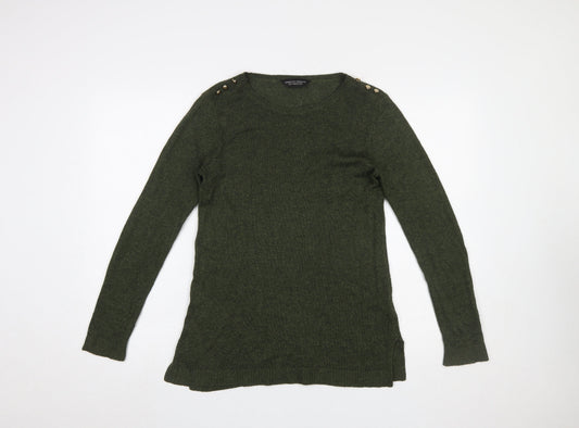 Dorothy Perkins Women Green Crew Neck Long Sleeve Pullover Jumper UK 12