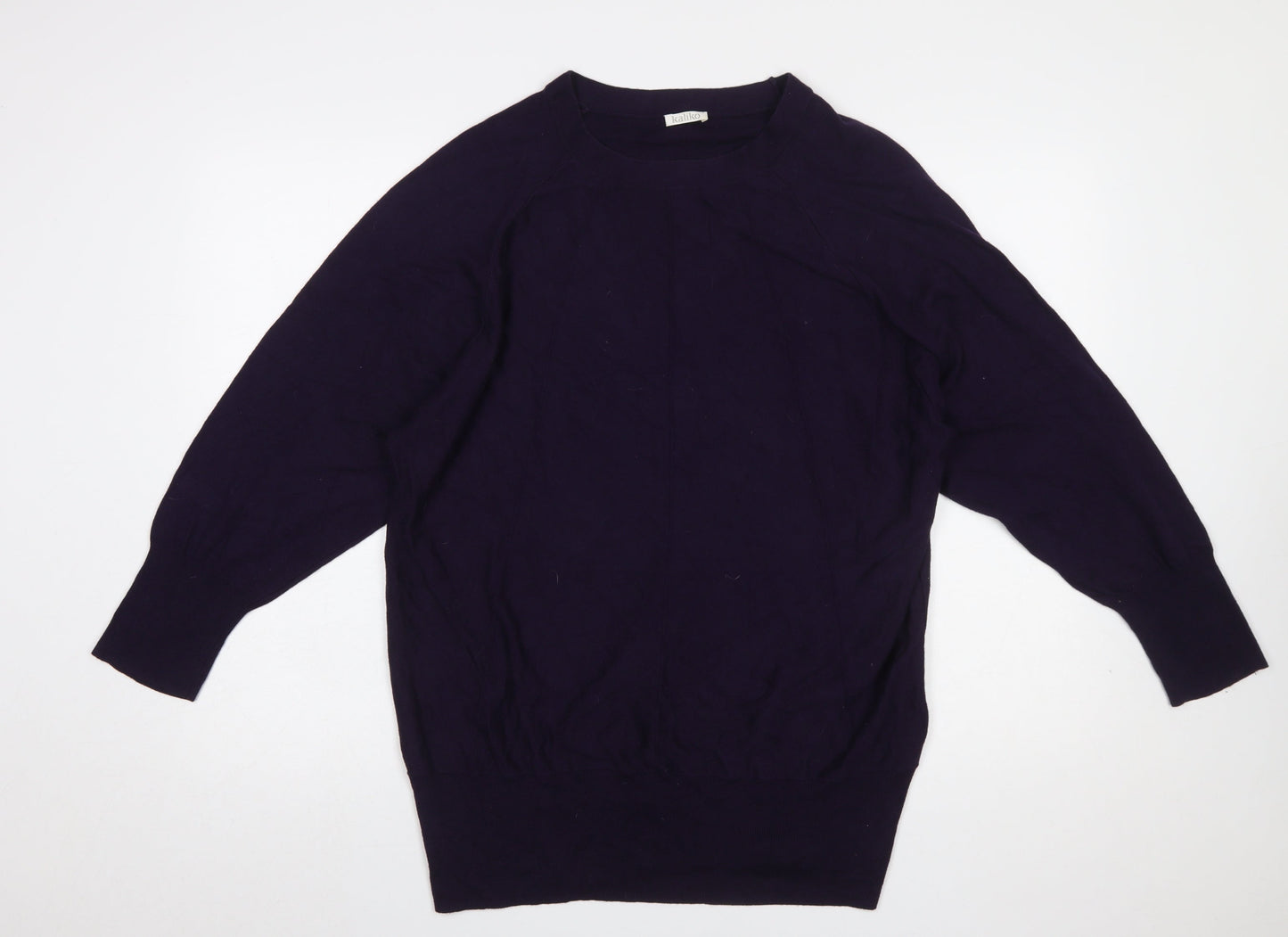 Kaliko Women’s Purple Cotton Blend Long Sleeve Crew Neck Jumper L