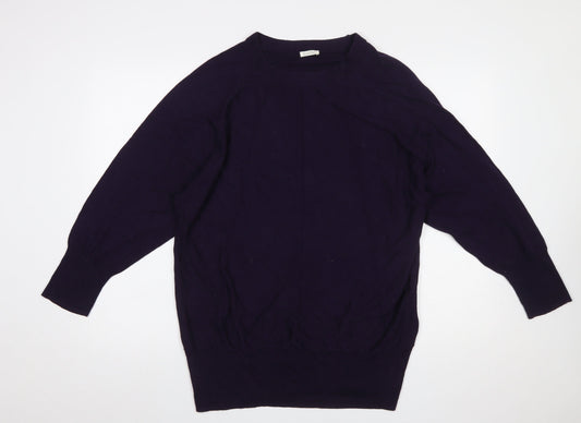 Kaliko Women’s Purple Cotton Blend Long Sleeve Crew Neck Jumper L
