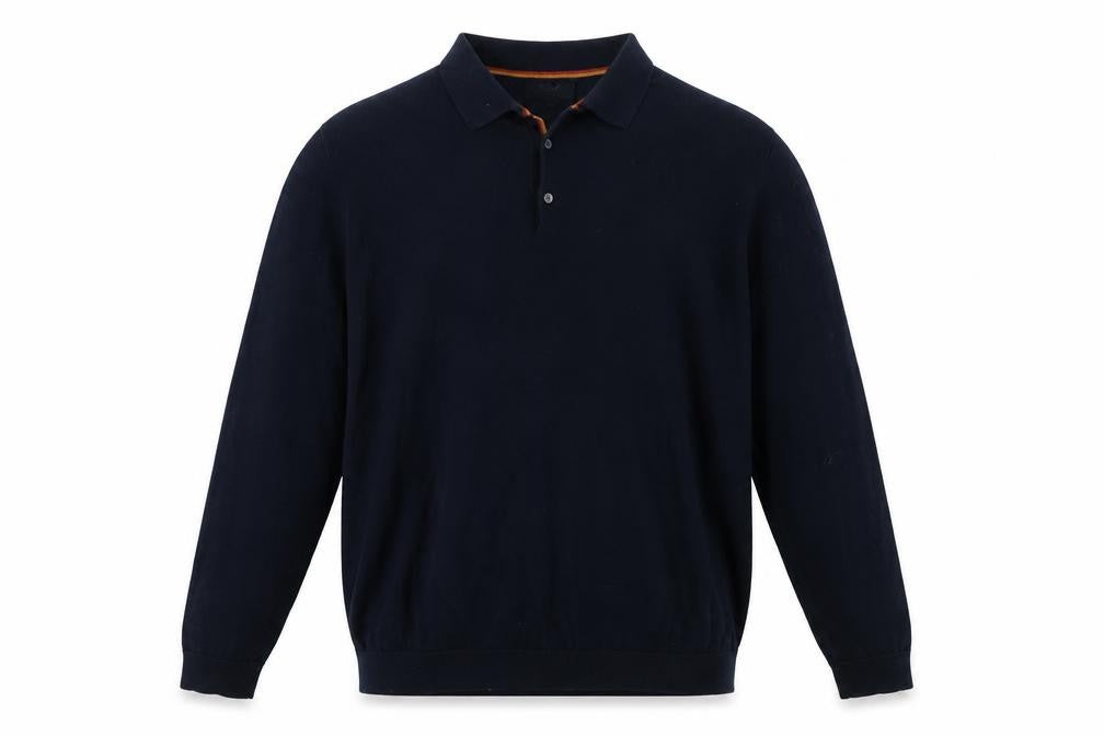 Next Men’s Black Cotton Collared Henley Jumper XL Classic Fit