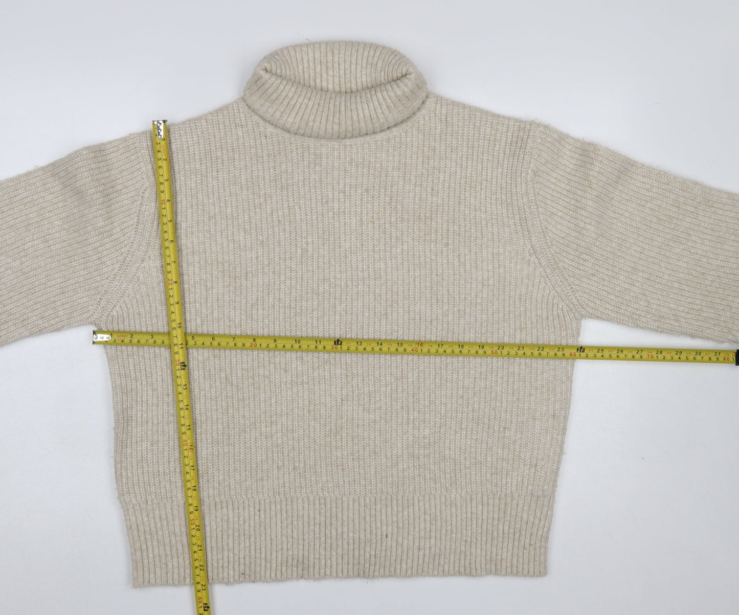 Marks and Spencer Womens Beige Roll Neck Chunky Knit Jumper Size L
