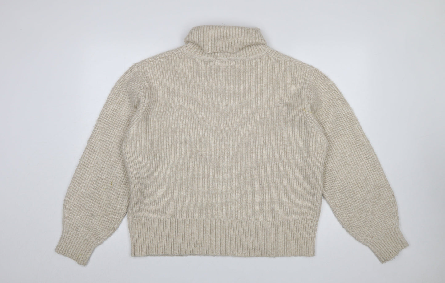 Marks and Spencer Womens Beige Roll Neck Chunky Knit Jumper Size L