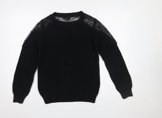 Next Women’s Black Lace Shoulder Knit Jumper Size 10