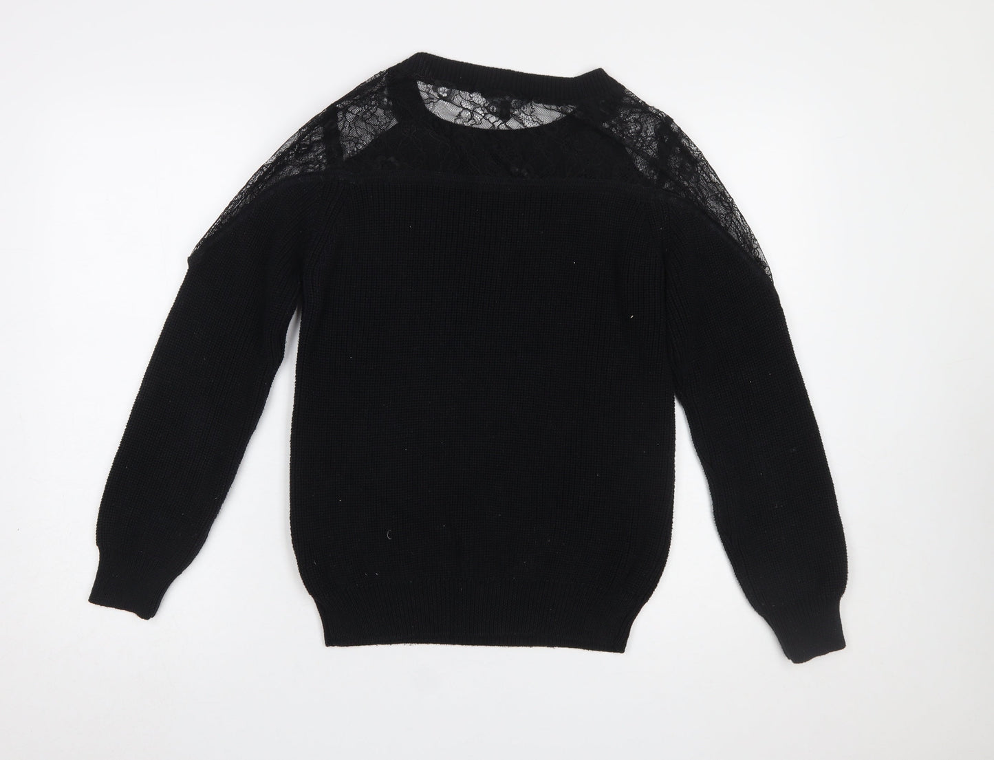 Next Women’s Black Lace Shoulder Knit Jumper Size 10