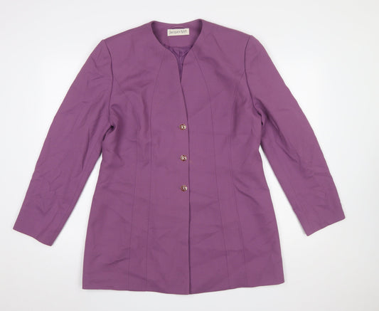 Jacques Vert Women's Purple Wool Blend Long Blazer Size 16
