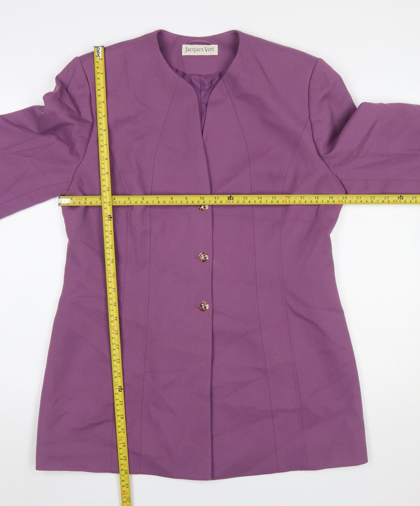 Jacques Vert Women's Purple Wool Blend Long Blazer Size 16