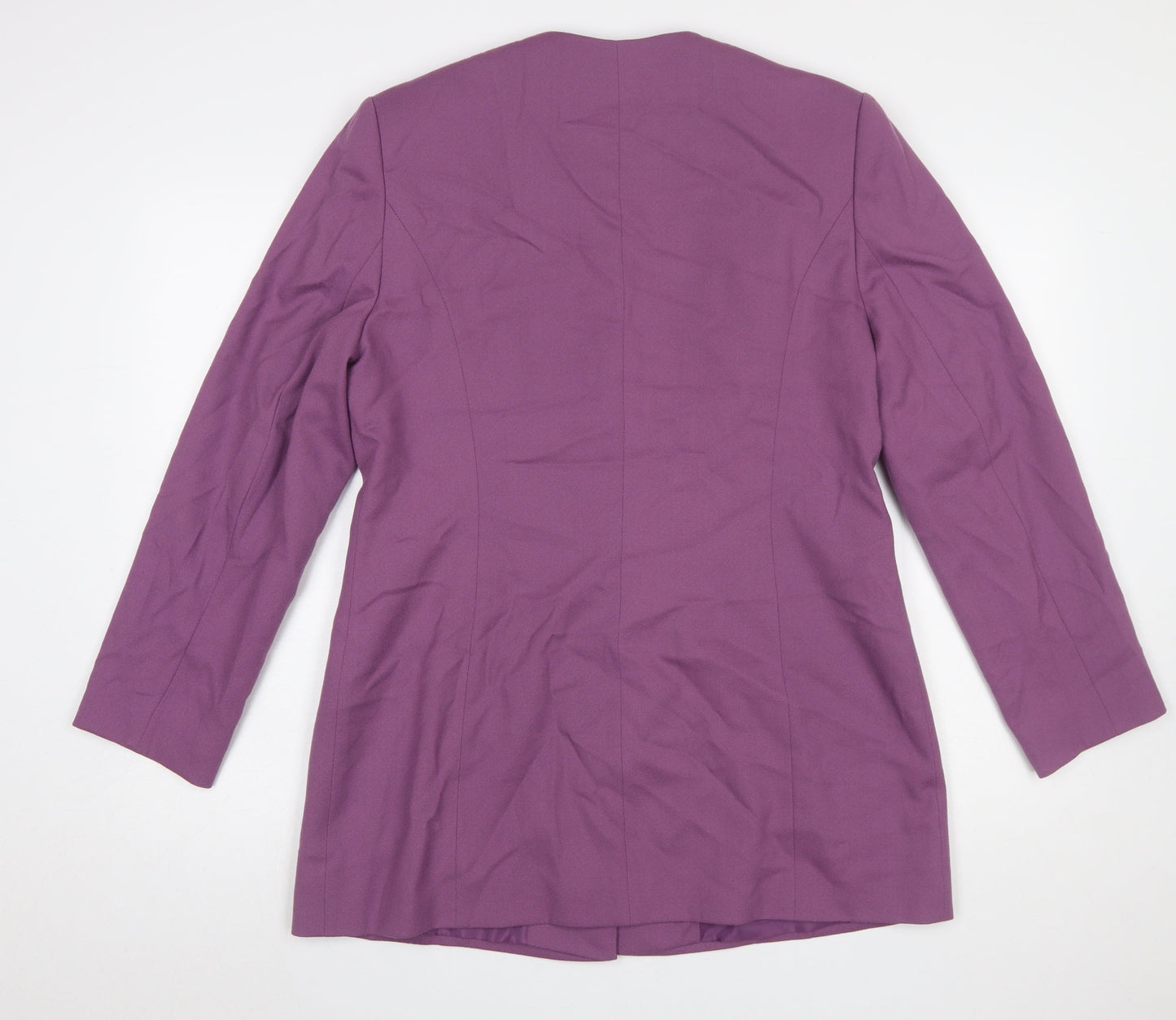 Jacques Vert Women's Purple Wool Blend Long Blazer Size 16