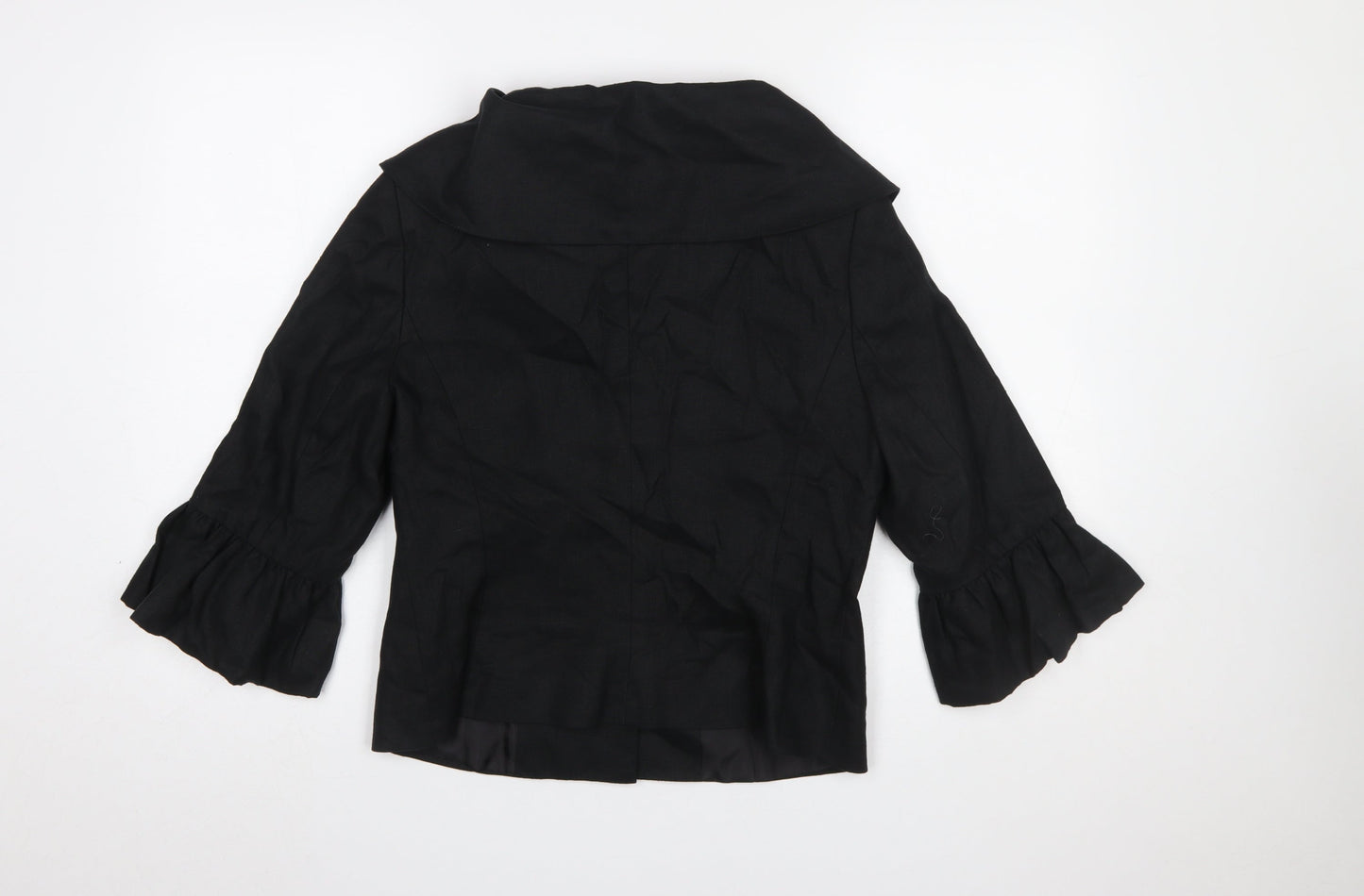 Atmosphere Women Black Size 12 Cropped Suit Jacket with 3/4 Sleeves