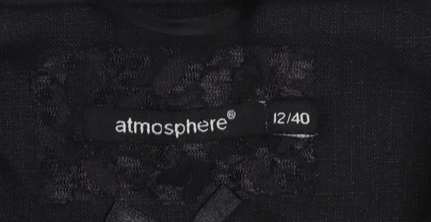 Atmosphere Women Black Size 12 Cropped Suit Jacket with 3/4 Sleeves