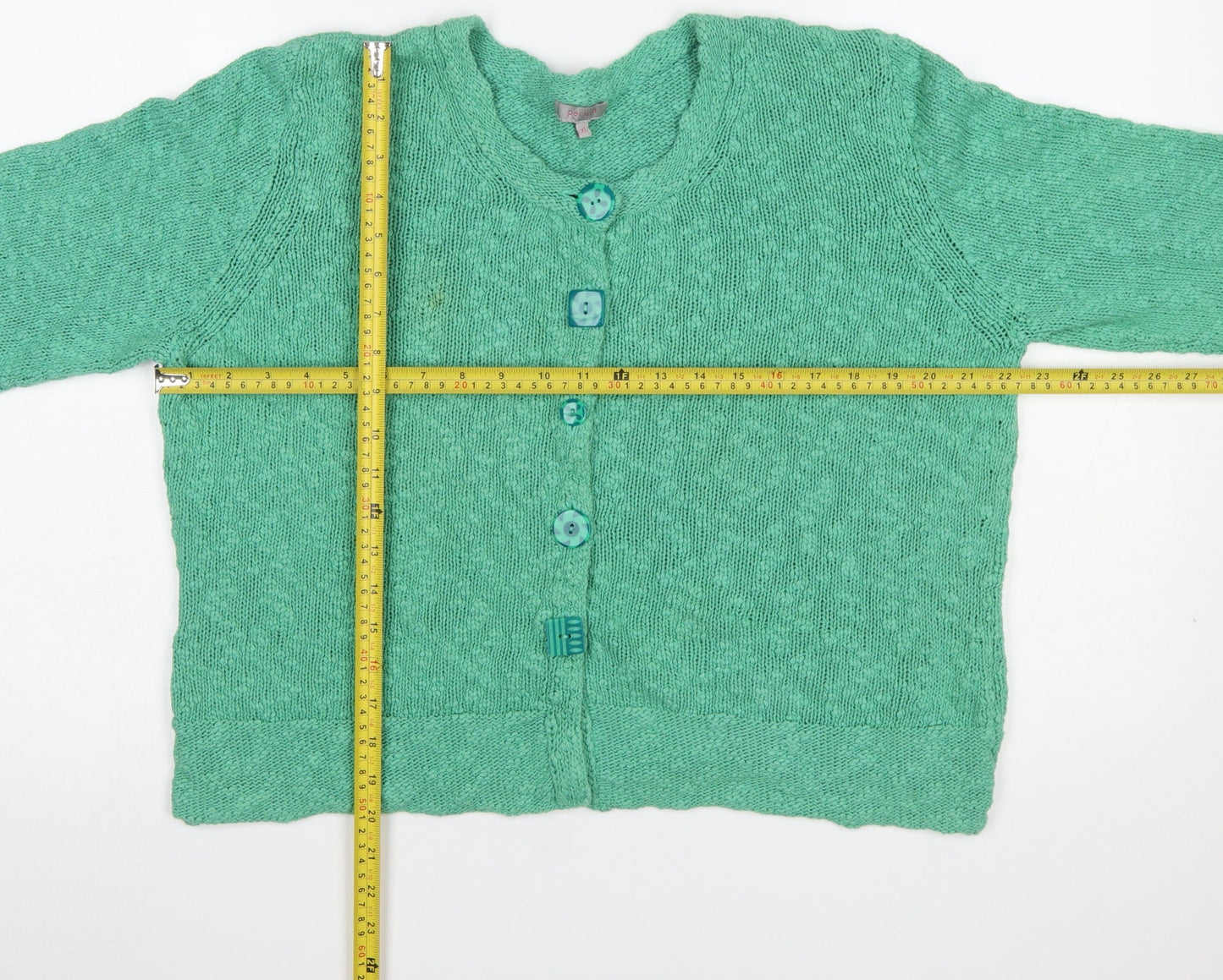 Marks and Spencer Per Una Green Cotton Knit Cardigan Women’s XL Round Neck