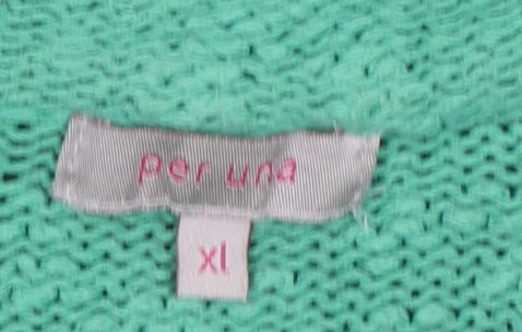 Marks and Spencer Per Una Green Cotton Knit Cardigan Women’s XL Round Neck