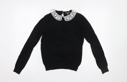 Intuition Women's Black Collared Knit Pullover Jumper Size 8
