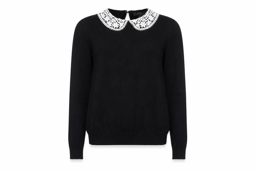 Intuition Women's Black Collared Knit Pullover Jumper Size 8