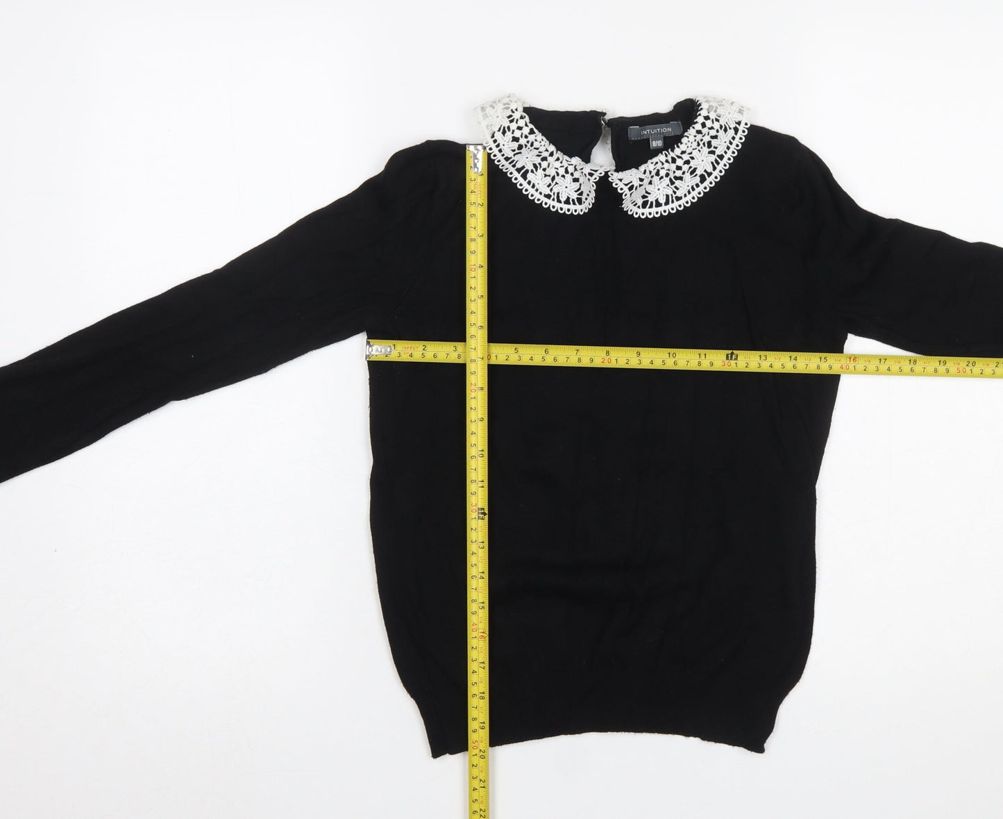 Intuition Women's Black Collared Knit Pullover Jumper Size 8