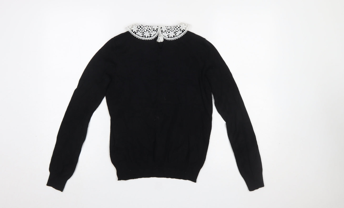 Intuition Women's Black Collared Knit Pullover Jumper Size 8