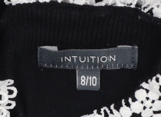 Intuition Women's Black Collared Knit Pullover Jumper Size 8