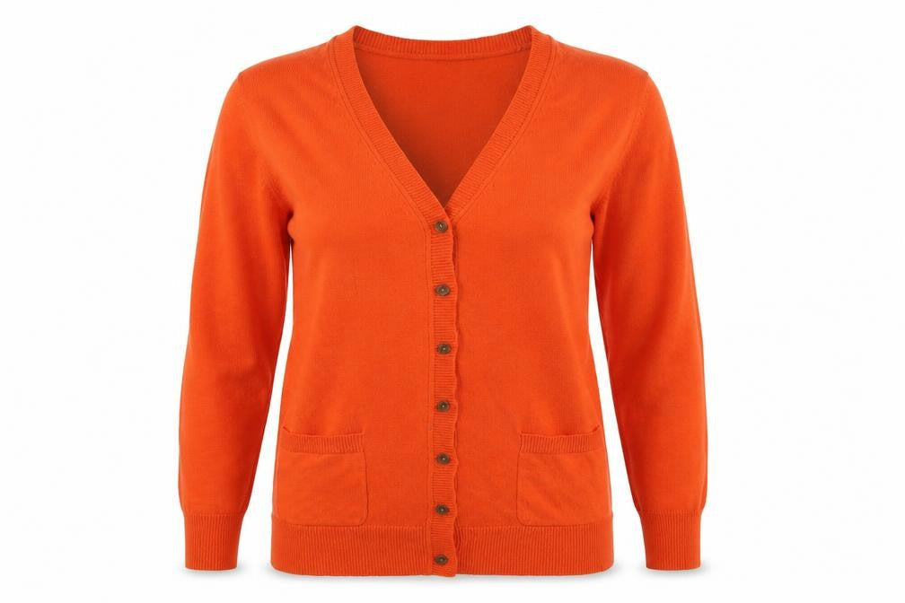 Liz Claiborne Women Orange Cotton Blend V-Neck Cardigan XL