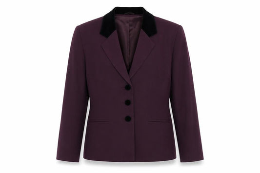 BHS Women’s Purple Velvet Collar Blazer Size 14 Classic Fit Jacket