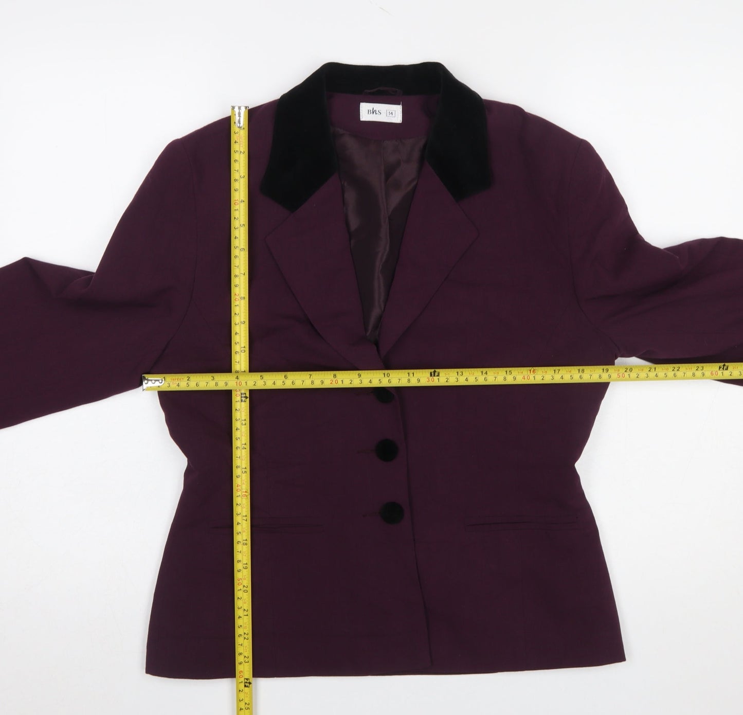 BHS Women’s Purple Velvet Collar Blazer Size 14 Classic Fit Jacket
