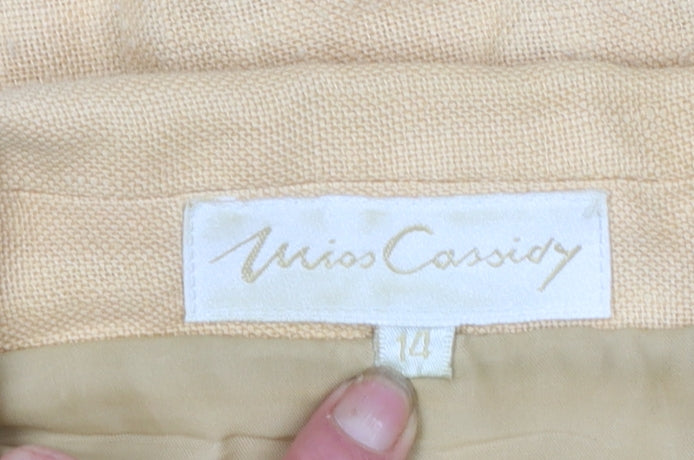 Mios Cassidy Women's Beige Linen Blazer Jacket Size 14 Classic Tailored Style
