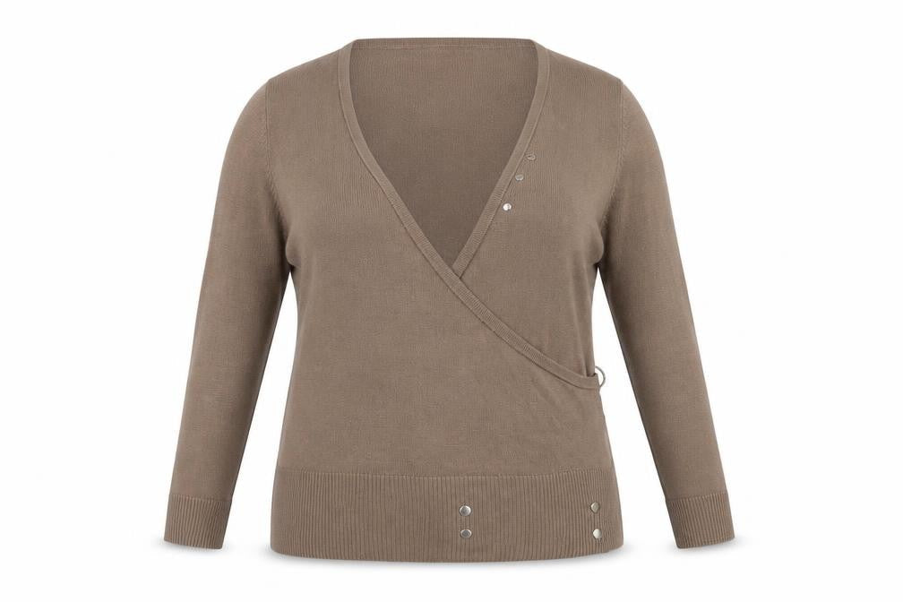 Marks & Spencer Women Brown Wrap Jumper Size 16 V-Neck Knit