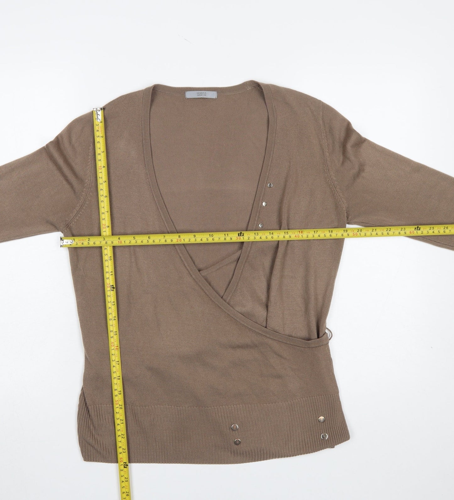 Marks and Spencer Women Brown Wrap Jumper Size 16 V-Neck Knit