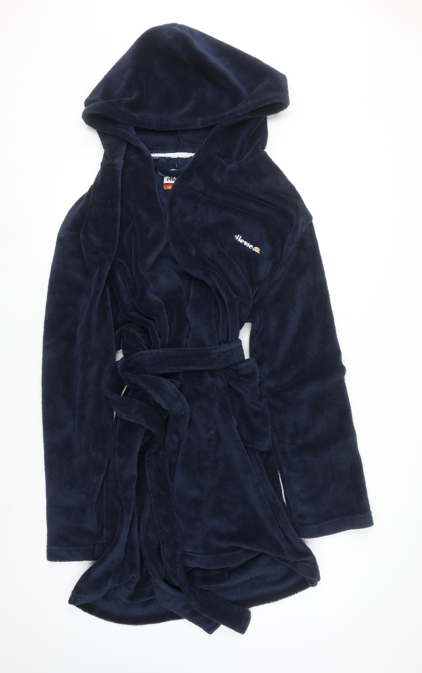 Ellesse Men's Blue Fleece Hooded Robe L Lightweight Polyester