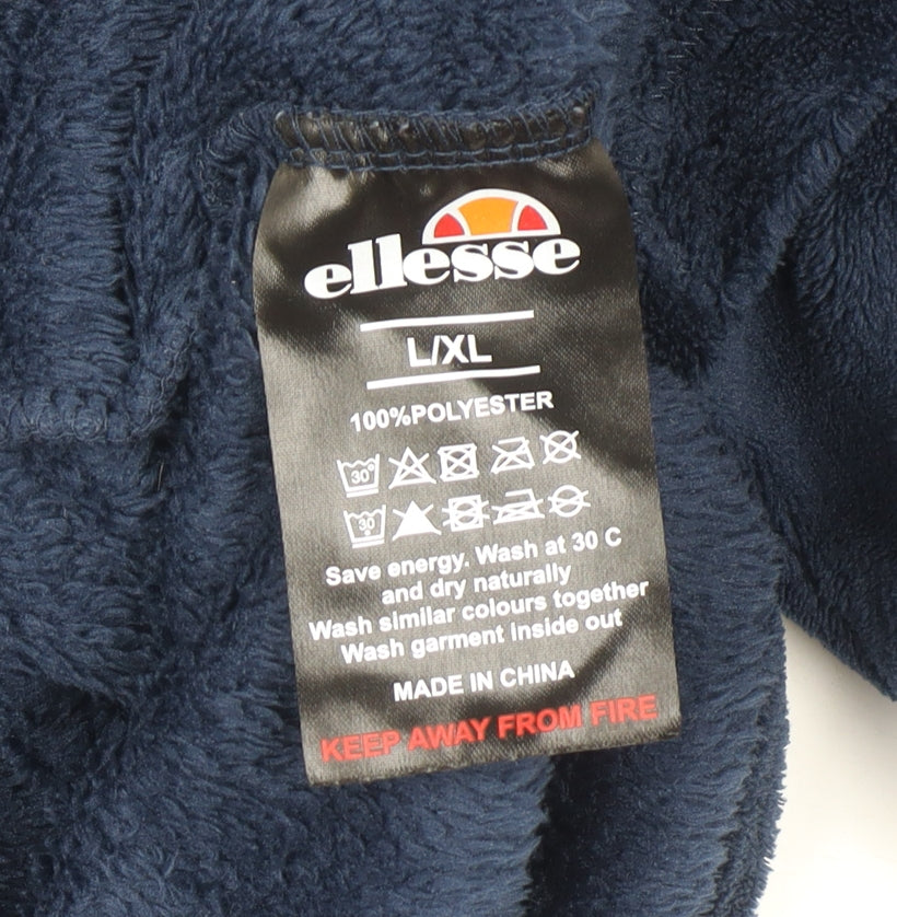 Ellesse Men's Blue Fleece Hooded Robe L Lightweight Polyester