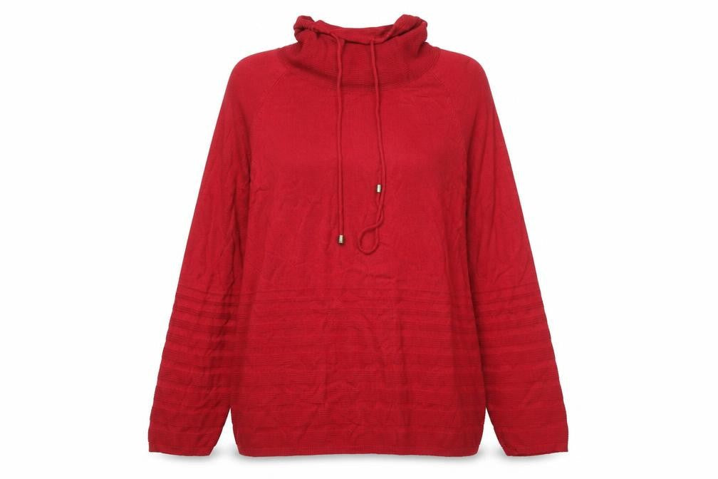 Isle Collection Women’s Red High Neck Long Sleeve Pullover Jumper Size L