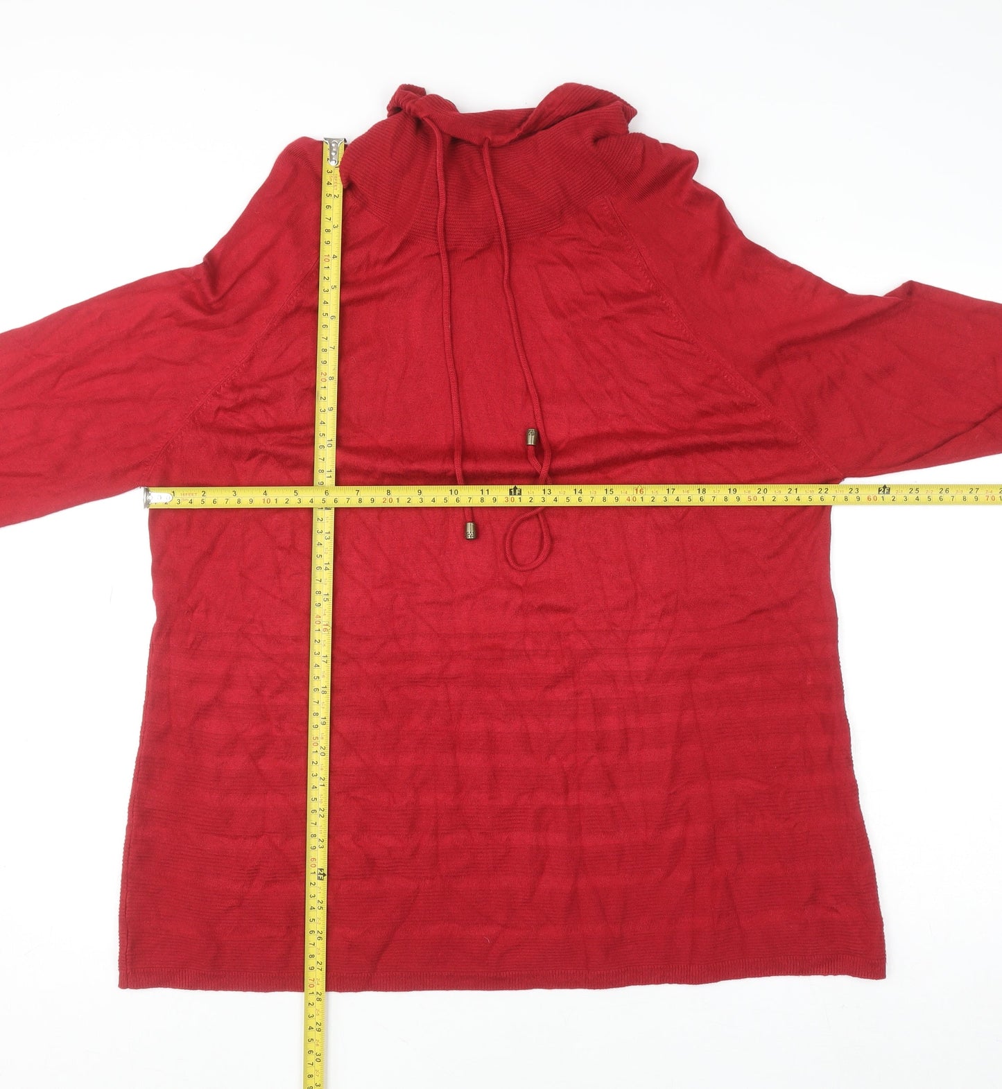 Isle Collection Women’s Red High Neck Long Sleeve Pullover Jumper Size L