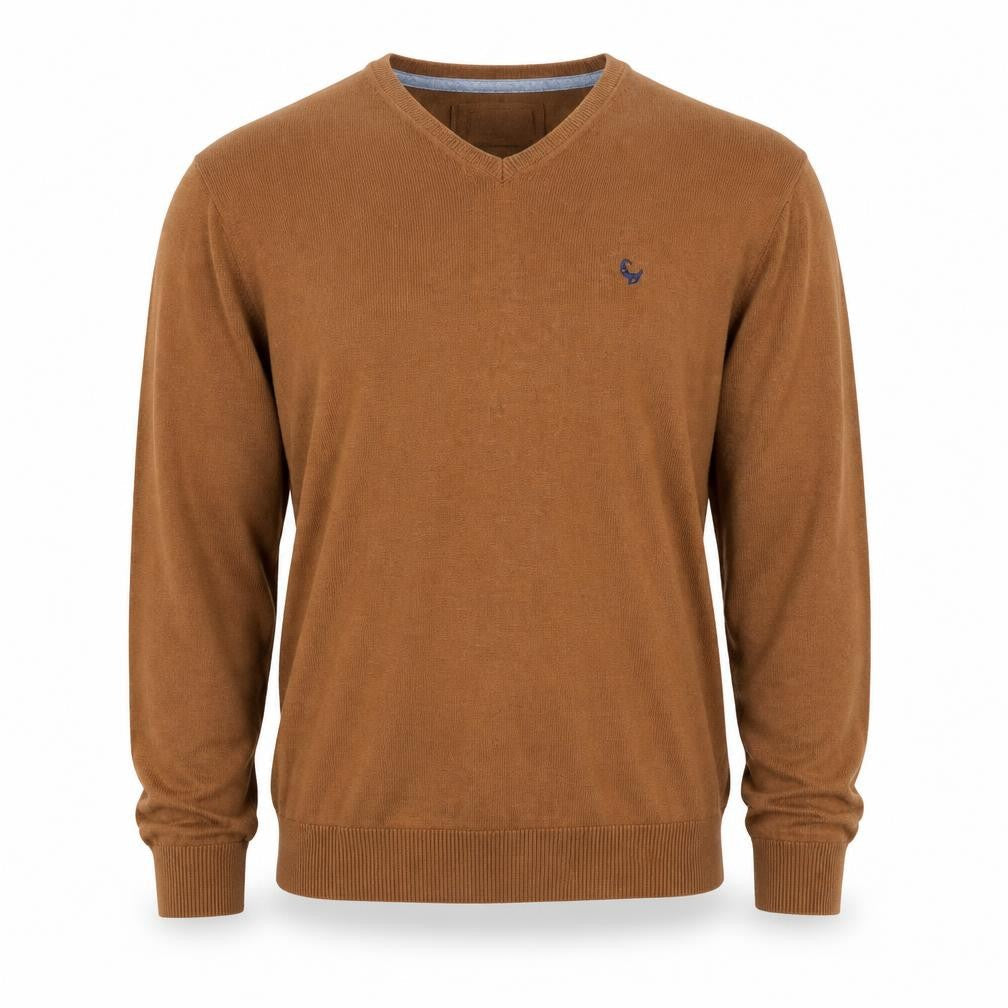 Old Khaki Men's Brown Cotton V-Neck Pullover Jumper Size M