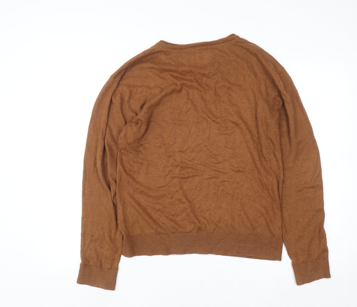 Old Khaki Men's Brown Cotton V-Neck Pullover Jumper Size M